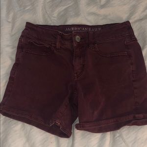 Maroon Super Stretch Denim Shorts
